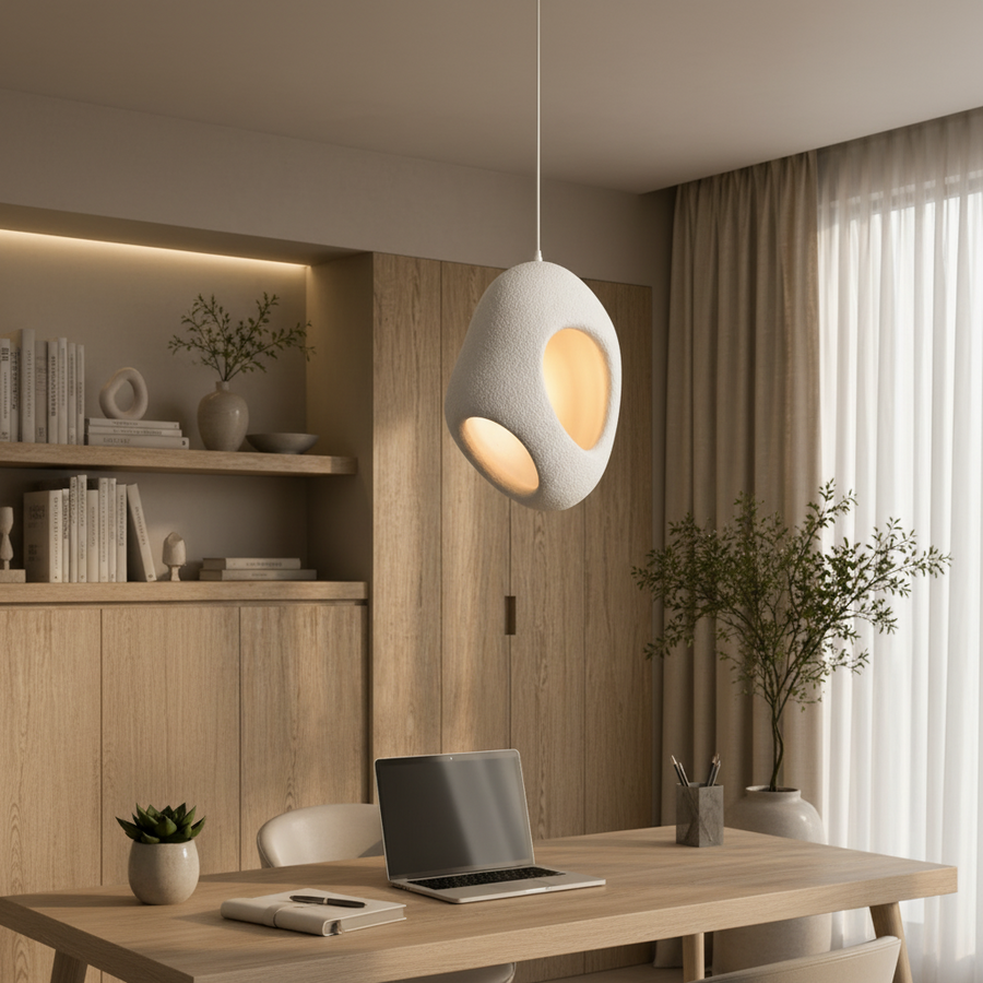 Lustra Moderna AERIS Nobile, 37 cm, Suspendata, 1 X E27, Alb, Metal si Spuma, Inaltime Reglabila