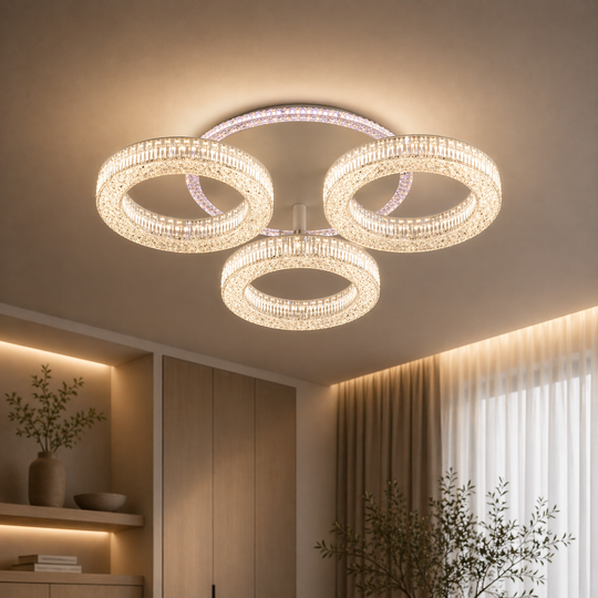 LED csillár RONDA Nobile távirányítóval 46W, 3 kör, hideg/meleg/semleges fény, szabályozható, fehér LED csillár távirányítóval Alapértelmezett cím Alessandro Design