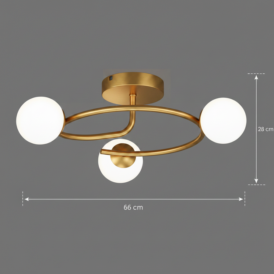 LED és kristály csillár ORBIT, 66cm, 3xE27, Globes, Gold