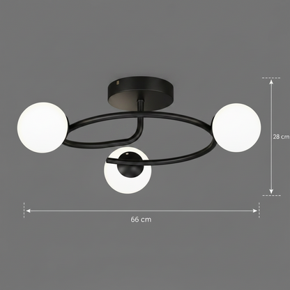 LED és kristály csillár ORBIT, 66cm, 3xE27, Globes, Fekete