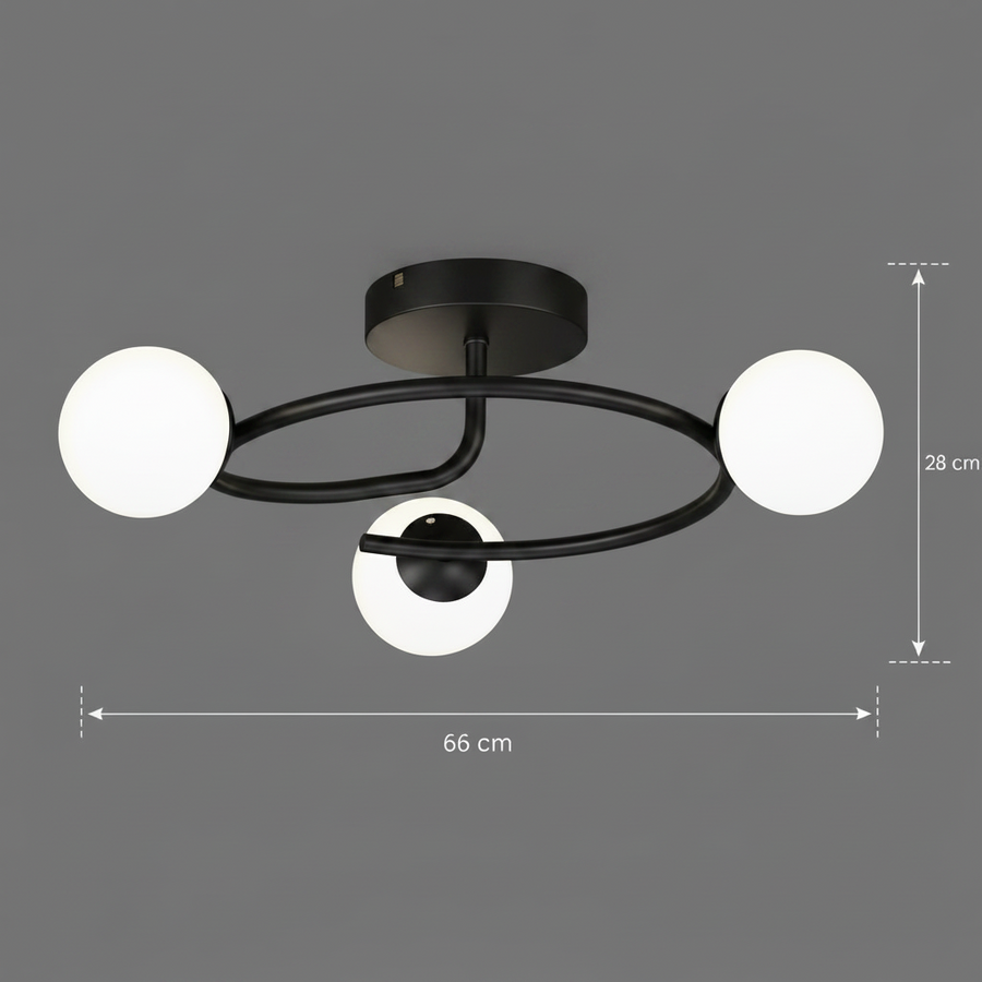 LED és kristály csillár ORBIT, 66cm, 3xE27, Globes, Fekete