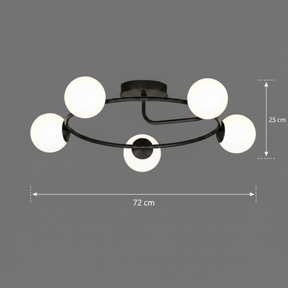 LED és kristály csillár ORBIT, 72cm, 5xE27, Globes, Fekete