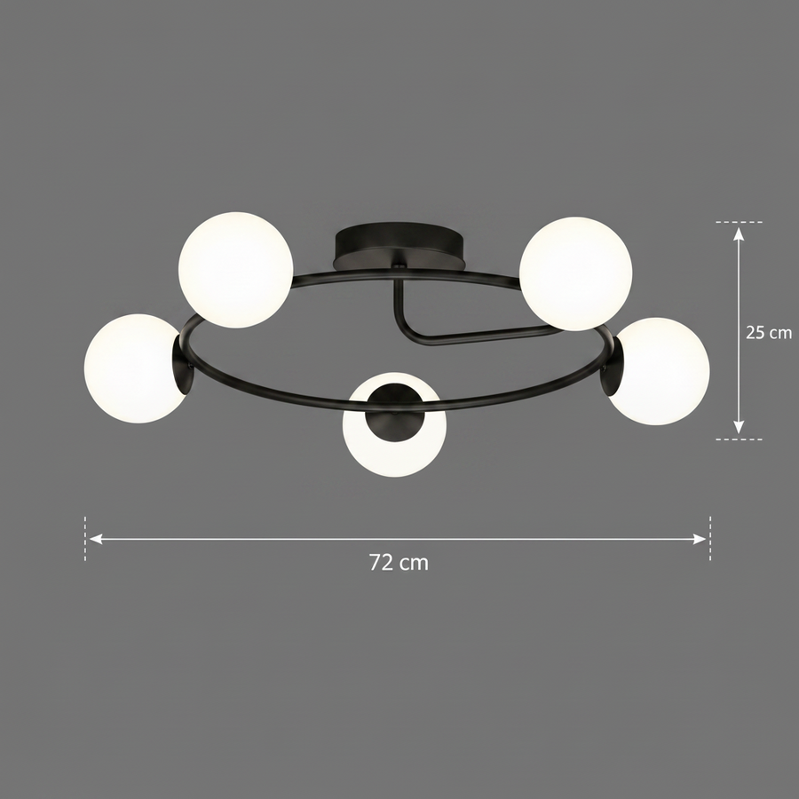LED és kristály csillár ORBIT, 72cm, 5xE27, Globes, Fekete