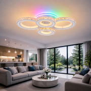 Lustra LED cu telecomanda si cristal NOVA ROTONDA RGB 82W, 4 Cercuri, lumina Rece/Calda/Neutra, Dimabila, Alb Lustre LED cu Telecomanda Default Title Alessandro Design
