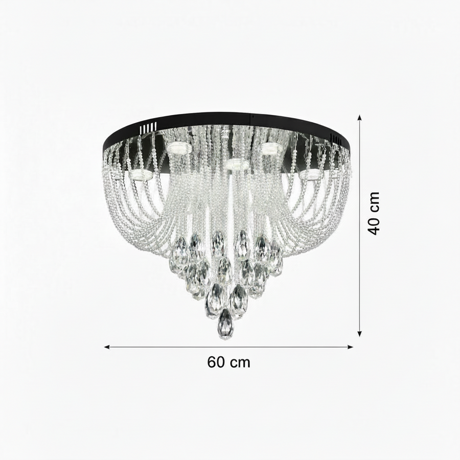 MAGE Crystal LED csillár Eleganza, 26 W, meleg/semleges/hideg fény, átmérő 50 cm, fényes króm
