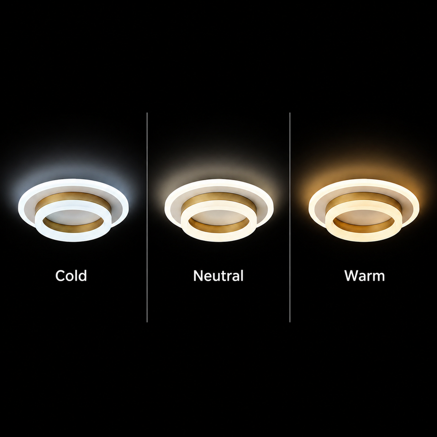 LED csillár SOLENA ROTONDA 21W, átmérő 25cm, hideg/meleg/semleges fény, aranyfehér
