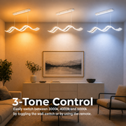 LED csillár távirányítóval, felfüggesztett AMI 63W, lineáris, hideg/meleg/semleges fény, fehér, állítható magasságú