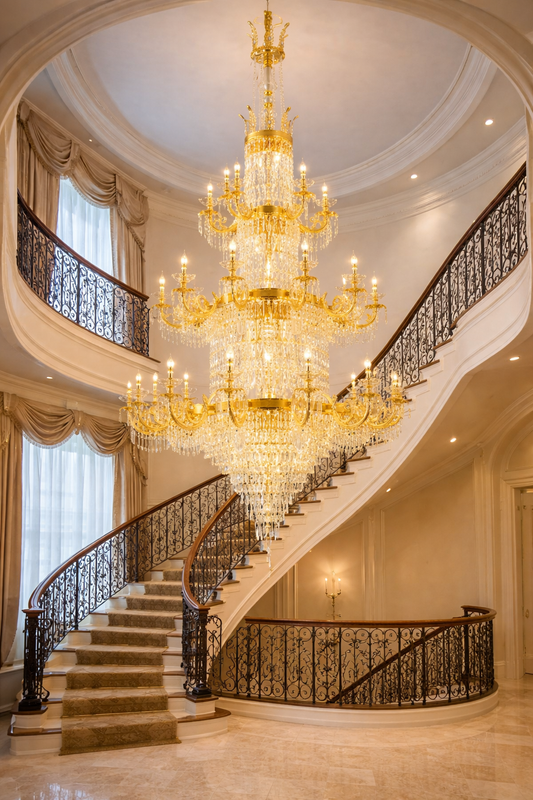 Crystal csillár CC8043/600H1800GD, átmérő 60 cm, magasság 180 cm, fényes arany, állítható magasság, elegáns kivitel