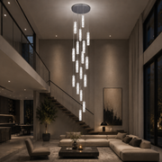 LED kristálycsillár AMIRI 82W króm, meleg/semleges/hideg fény 3000K/4000K/6000K Amiri, átmérő 40cm x magasság 300cm, kristály és fém