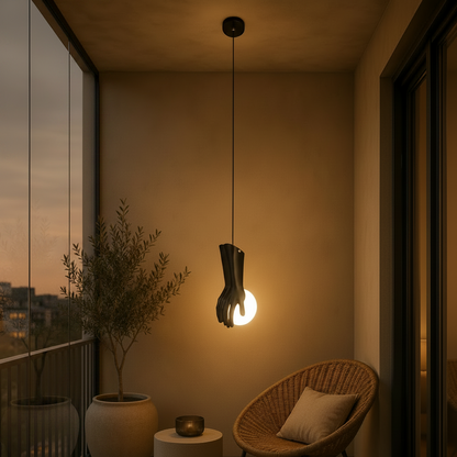 Lustra LED RUKI, 15x20cm, 1xG9, Sticla si Resina, Negru