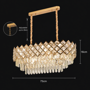 Candelabru Cristal VECTORIA Supremo, 8xE14, Diametru 75x39cm, Auriu, Inaltime Reglabila, Metal si Cristal