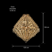 KONIG Grande kristálycsillár, 32xE14, D120 cm, arany, állítható magasságú, fém és kristály