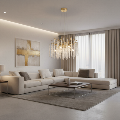 ARBUS Elegance kristálycsillár, Φ50 cm, 6xE14, arany, fém és kristály