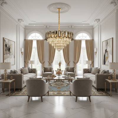Candelabru Cristal AURUM Magno 12xE14, Diametru 60cm, Inaltime 40cm, Auriu Lucios, Inaltime Reglabila, Design Elegant