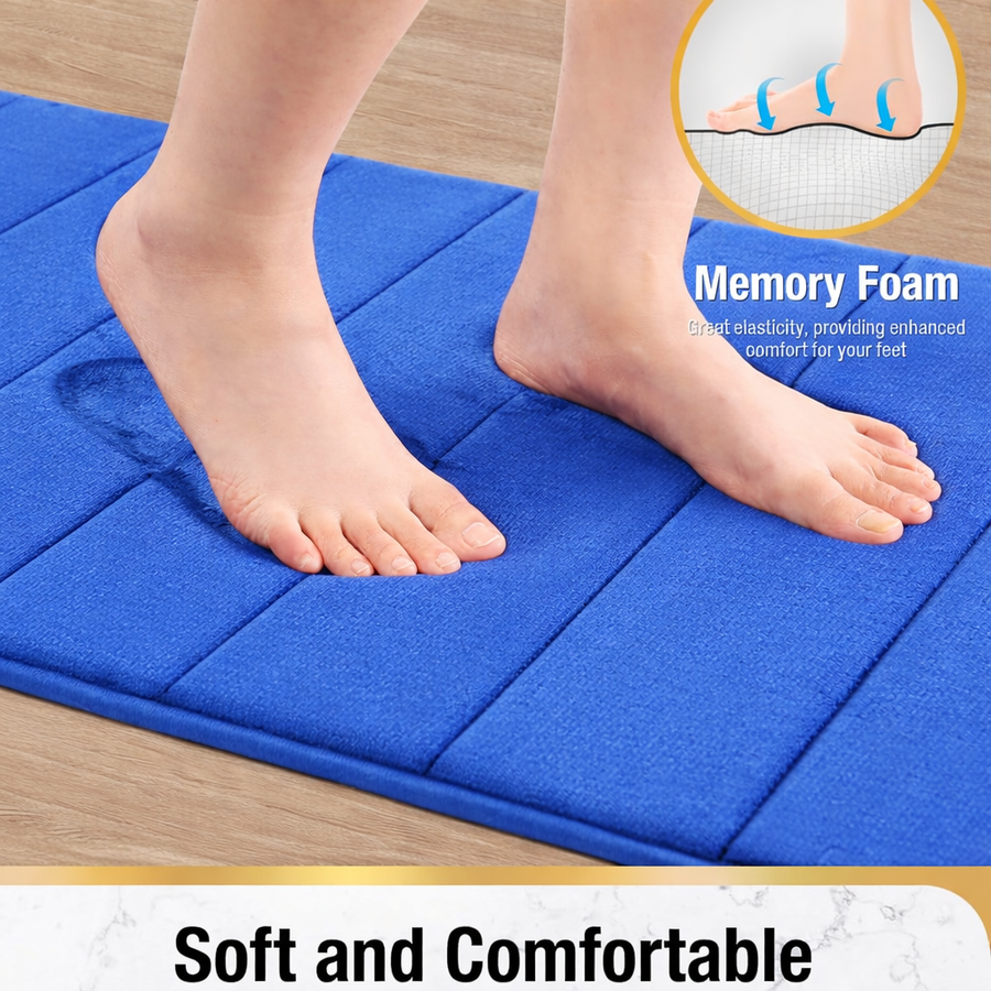 3 db-os fürdőszőnyeg készlet, 50x40 cm, kék, csúszásmentes