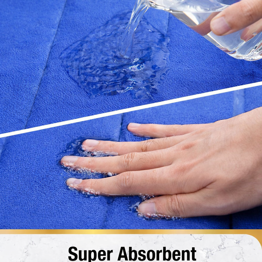 3 db-os fürdőszőnyeg készlet, 50x40 cm, kék, csúszásmentes