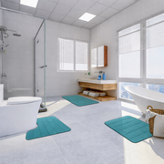 3 db-os fürdőszőnyeg készlet, 50x40 cm, kék, csúszásmentes