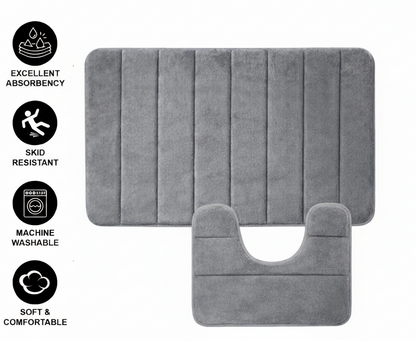 3 db-os fürdőszőnyeg készlet, 50x40 cm, kék, csúszásmentes