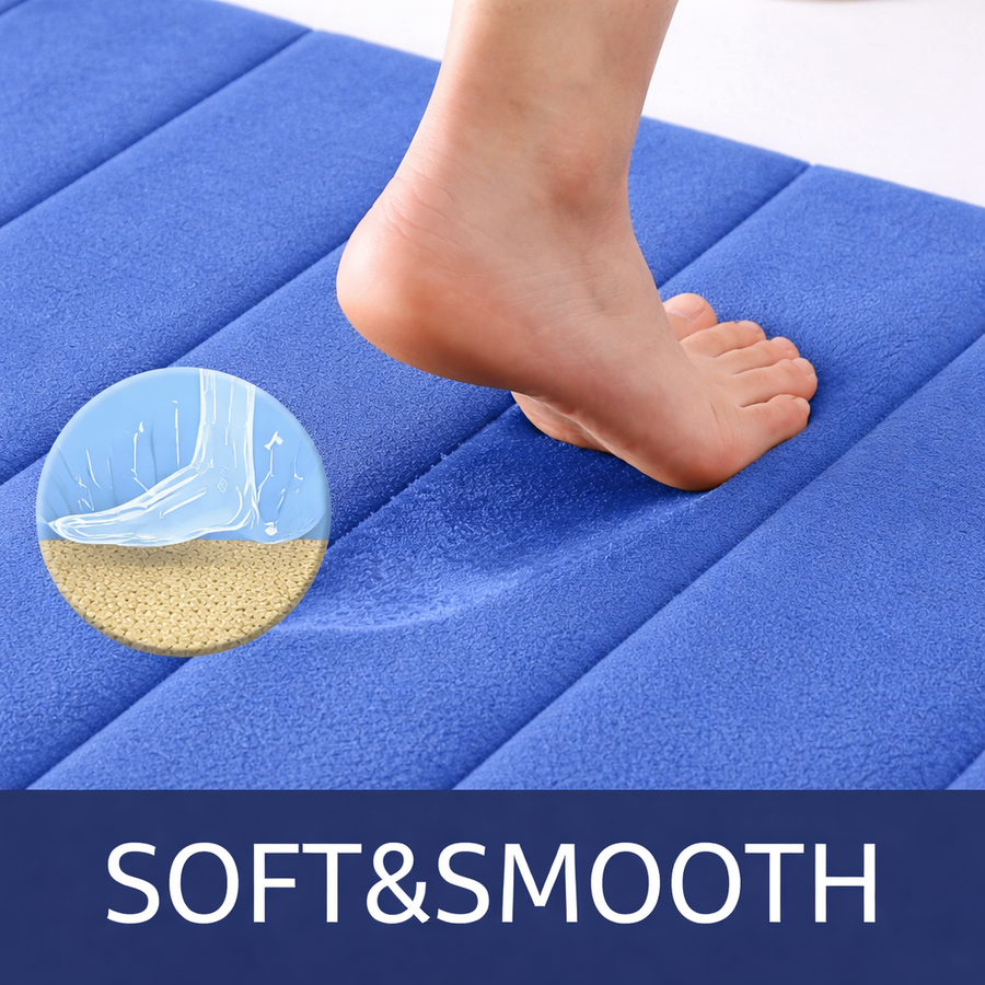 3 db-os fürdőszőnyeg készlet, 50x40 cm, kék, csúszásmentes