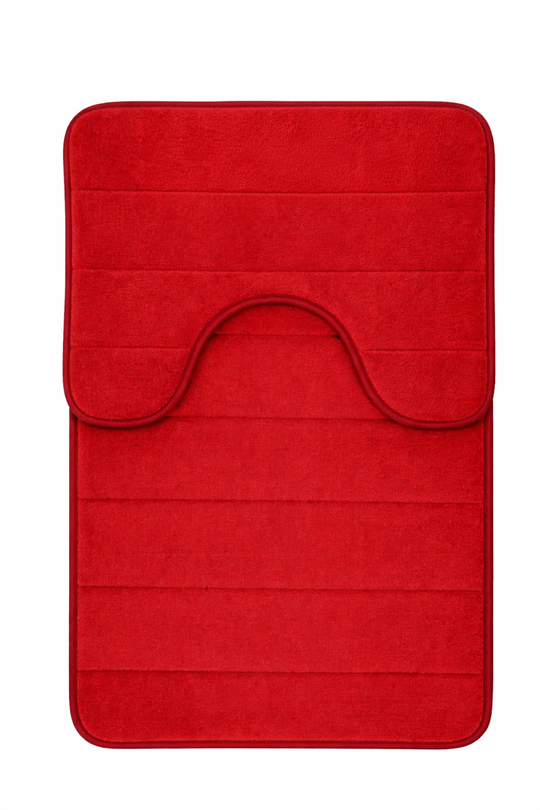 Fürdőszőnyeg, 80x50 cm / 50x40 cm, piros, csúszásmentes, nedvszívó, 2 db-os fürdőszőnyeg készlet Alapértelmezett cím Alessandro Design