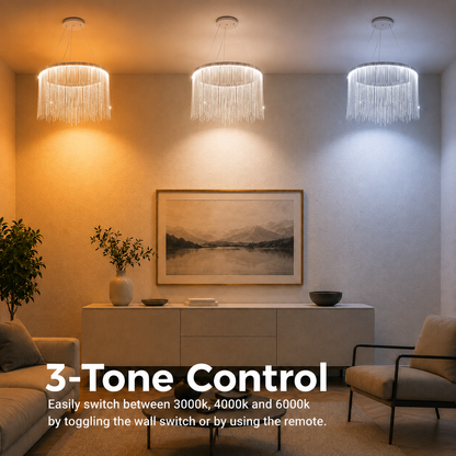 Függesztett LED-es csillár távirányítóval ILLUMINA MAGNUS, 38W, Hideg/Meleg/Semleges fény, Szabályozható, Ezüst
