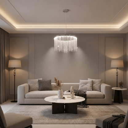 Függesztett LED-es csillár távirányítóval ILLUMINA MAGNUS, 38W, Hideg/Meleg/Semleges fény, Szabályozható, Ezüst
