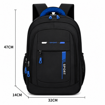 Rucsac Travel Business SHEKI, 47x32x14 cm, Oxford, Negru si Albastru