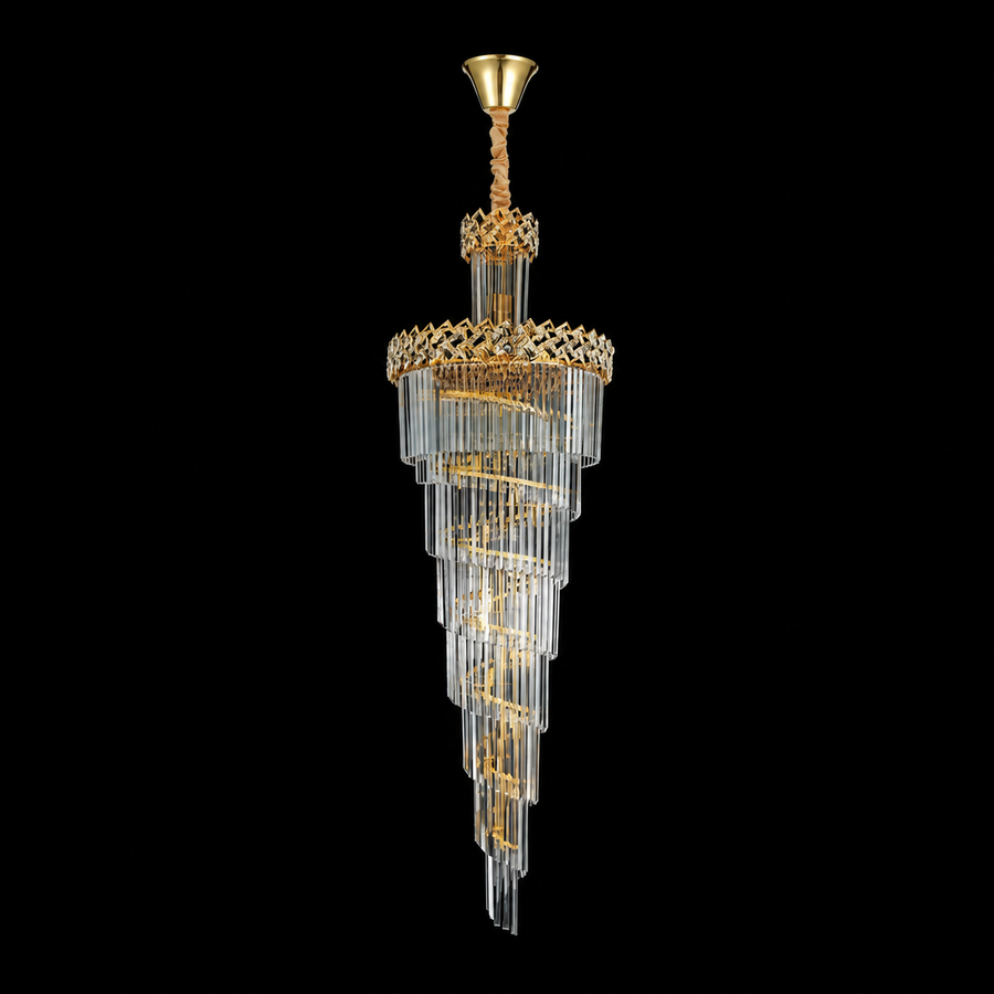WINDSOR Altiora kristálycsillár, átmérő 60 cm, magasság 180 cm, 26xE14, fényes arany, állítható magasság, elegáns kivitel