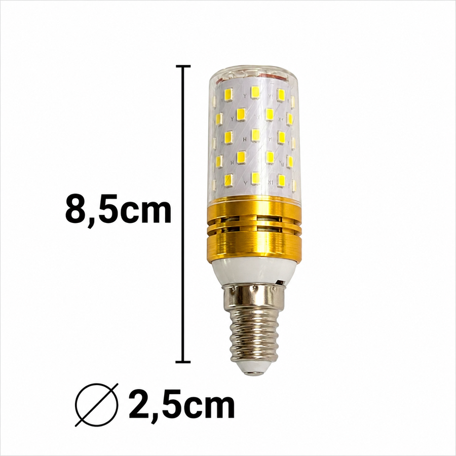 E14 LED izzó, 12W, arany, meleg/semleges/hideg fény, 3000K/4000K/6000K