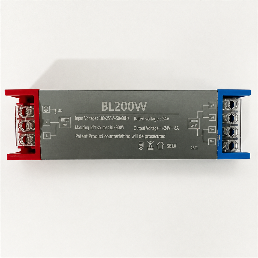 LED tápegység 24V, 14,5x2,5x4 cm, réz és alumínium, fekete