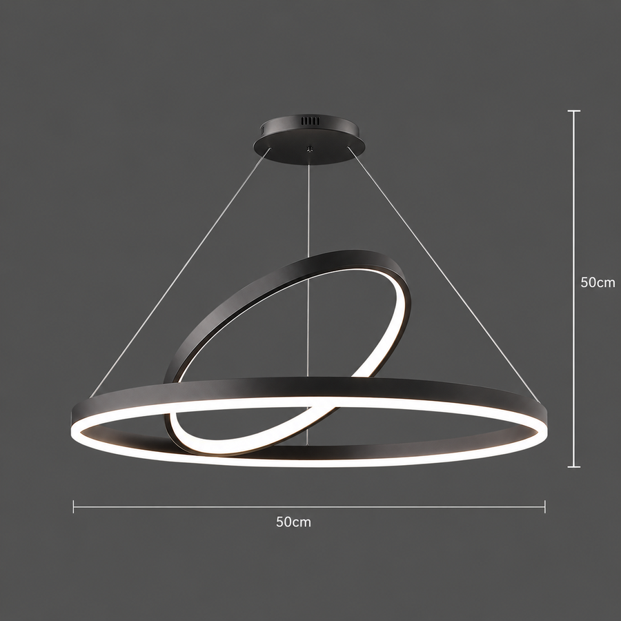 LED függesztett csillár PAGANO 47W, 3000K, 2 kör, fekete, állítható magasságú