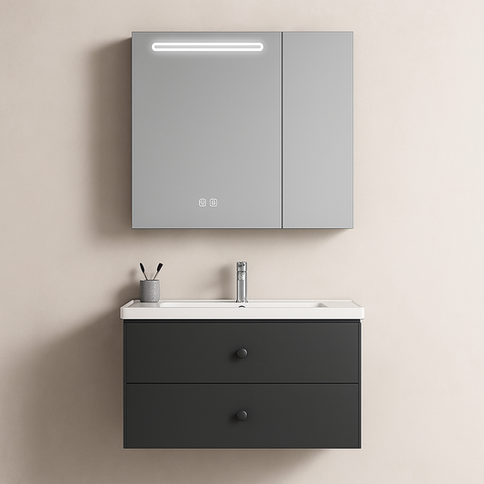 Ingrid szekrény LED tükörrel DBP123 80x70 fehér