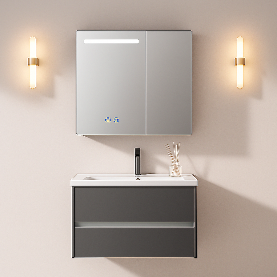 Ingrid szekrény LED tükörrel DBP123 80x70 fehér