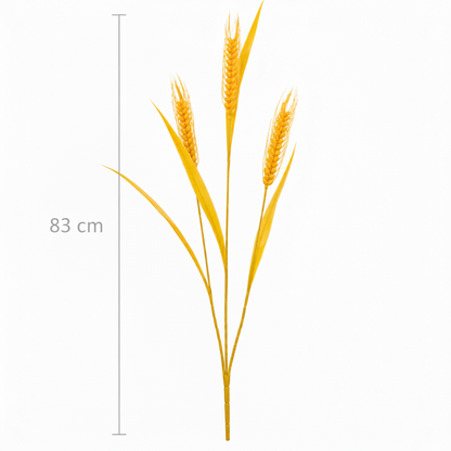 Mesterséges növényi díszfű, 83 cm, 3 dróttal, búzafűszer, sárga, cserép nélkül