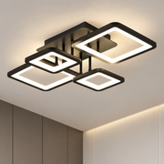 LED csillár távirányítóval ELLA 67W, 4 négyzet, hideg/meleg/semleges fény, szabályozható, fekete, fém és akril