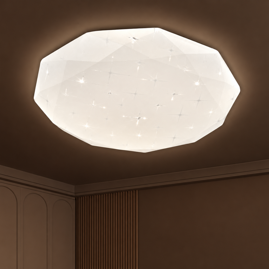 Hatszögletű LED mennyezeti lámpa 35 cm, 32W, 3000K / 4000K / 6000K, fehér, fém és akril