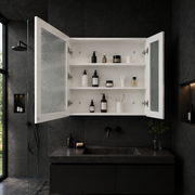 LED tükör Szekrénnyel PLANO 80x70 cm fehér érintésérzékelővel és tárolóval