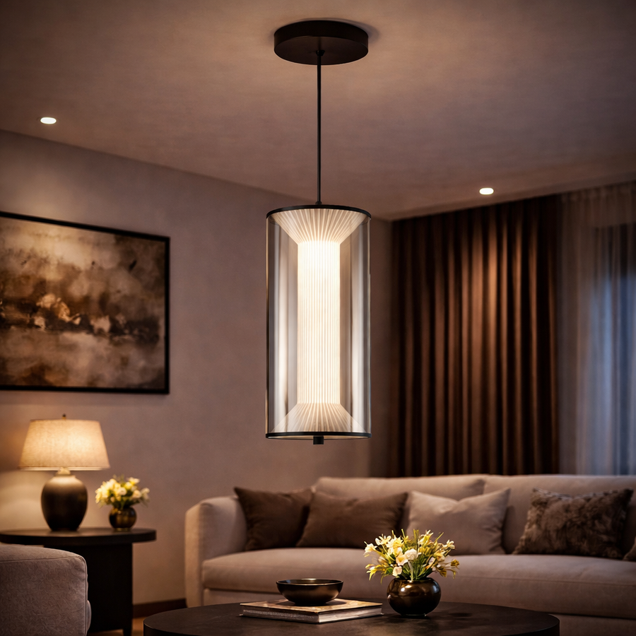 Függesztett LED csillár távirányítóval 29W, LM511/1BK, állítható magasságú, meleg/hideg/semleges fény, fehér, meta