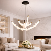 Függesztett akril LED csillár LT760/3GD, 28W, meleg/semleges/hideg fény 3000/4000/6000K, fehér, állítható magasságú, fém és akril