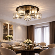 Sasha Modern Classic csillár, LC117/5BK, 5x E27, fém és kristály, fekete, lámpaernyő