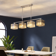 Klasszikus modern grúz csillár, LC116/4, 6x E27, króm és szürke üveg, fém és kristály, lámpaernyő