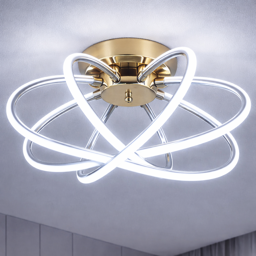 LED csillár távirányítóval LT770/500GD, 45W, meleg/hideg/semleges fény 3000K/4000K/6000K, szabályozható, aurium fém