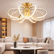 LED csillár távirányítóval LT771/500GD, 25W, meleg/hideg/semleges fény 3000K/4000K/6000K, szabályozható, arany, fém és szilikon