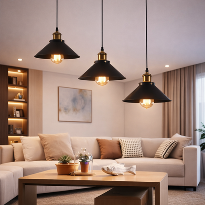 Függesztett csillár, LV210/3L, 3*E27, barna, fém és huzal, állítható magasságú