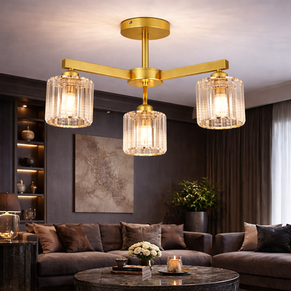 Modern klasszikus csillár LC110/3GD, kristály, 3x E27, arany, fém és kristály