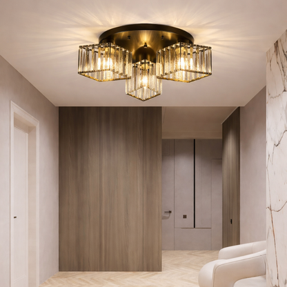 Sasha Modern Classic csillár, LC117/3BK, 3x E27, fém és kristály, fekete, lámpaernyő