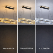 LED csillár távirányítóval, LLC132/900X300GD, kristály és fém, 80 W, 1 kör, szabályozható, állítható magasságú, hideg/meleg/semleges fény, luxus világítás