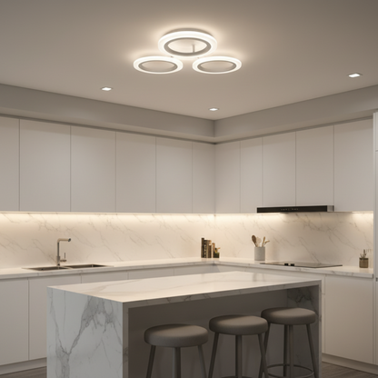 NAGY 27W-os LED csillár, 3 kör, Semleges fény, Fehér