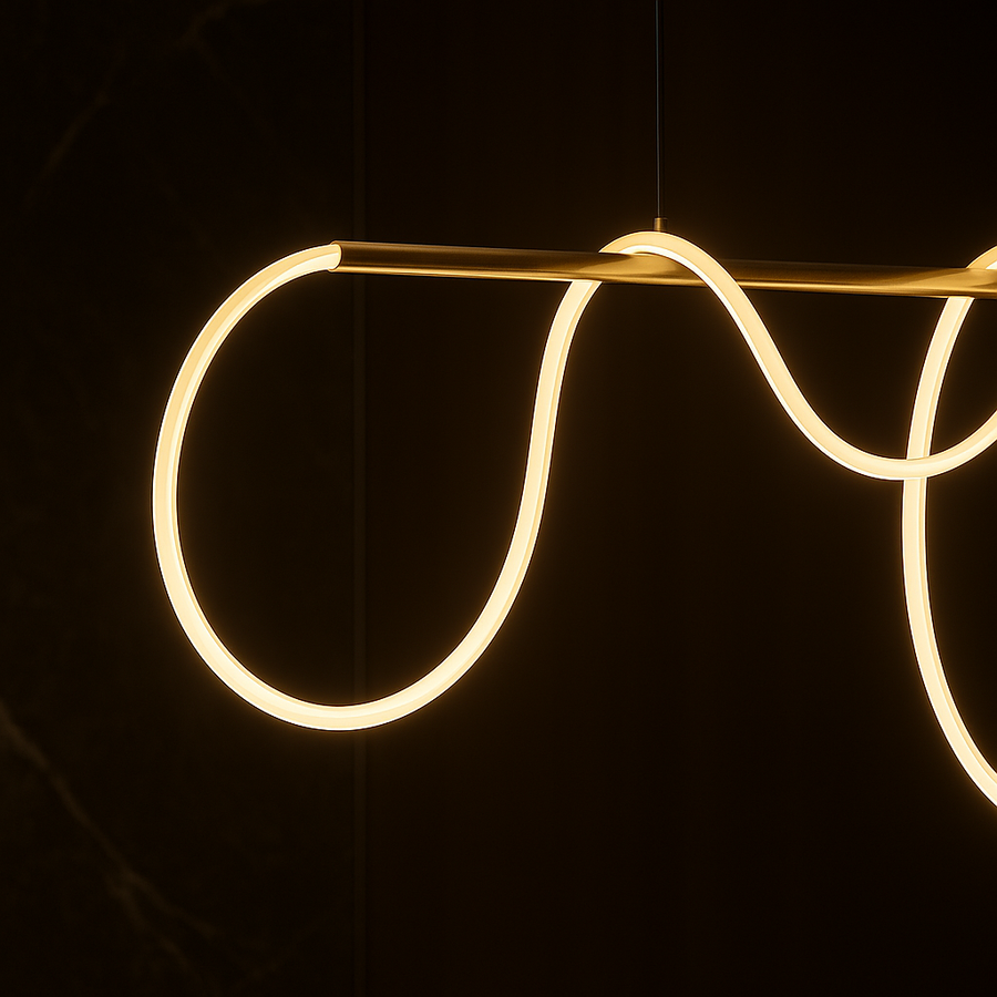 DIVINO Golden LED csillár 96 W, rugalmas szilikon csővel, 150 cm - állítható fény 3000K/4000K/6000K