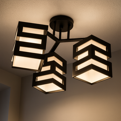 Lust Vanja négyzet alakú lámpával, 3 x Dulie E27 fehér / fekete